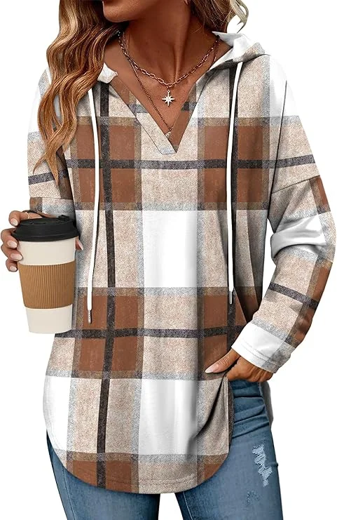 Angerella Womens Fashion Hoodies Pullover Oversized Sweatshirt Long SLeeve Drawstring Hooded Fall Shirts Loose Fit